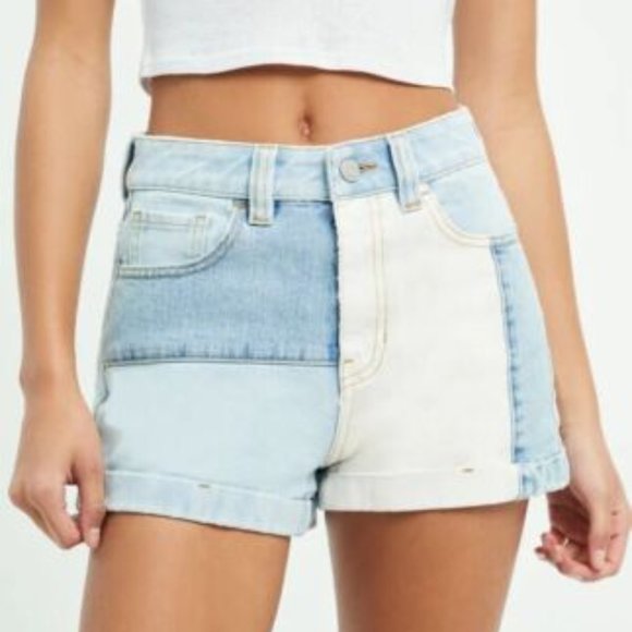PacSun patchwork color block denim jean shorts. Size 25. - Picture 1 of 4